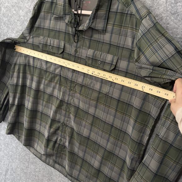 Swiss Tech Plaid Shirt Mens 3XL Green Plaid Pockets Lightweight Stretch - Picture 7 of 7